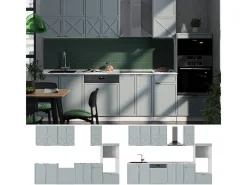 Mueble de cocina azul claro-gris-blanco 300x46x81.6 fame-line
