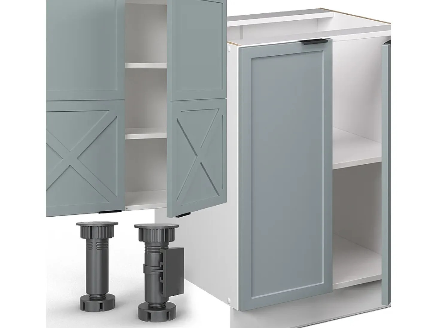 Mueble de cocina azul claro-gris-blanco 300x46x81.6 fame-line