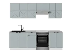 Mueble de cocina azul claro-gris-blanco 240x60x81.6 fame-line