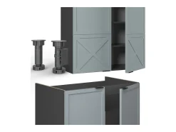 Mueble de cocina azul claro/gris antracita 235x46x81.6 fame-line
