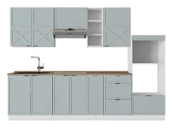 Mueble de cocina azul claro-gris-blanco 280x60x81.6 fame-line