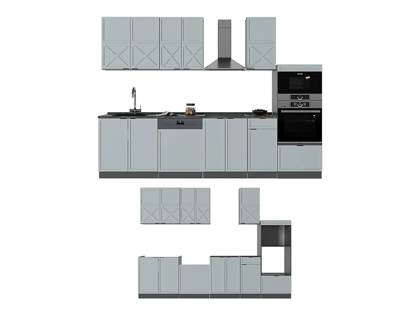 Mueble de cocina azul claro/gris antracita 300x60x81.6 fame-line