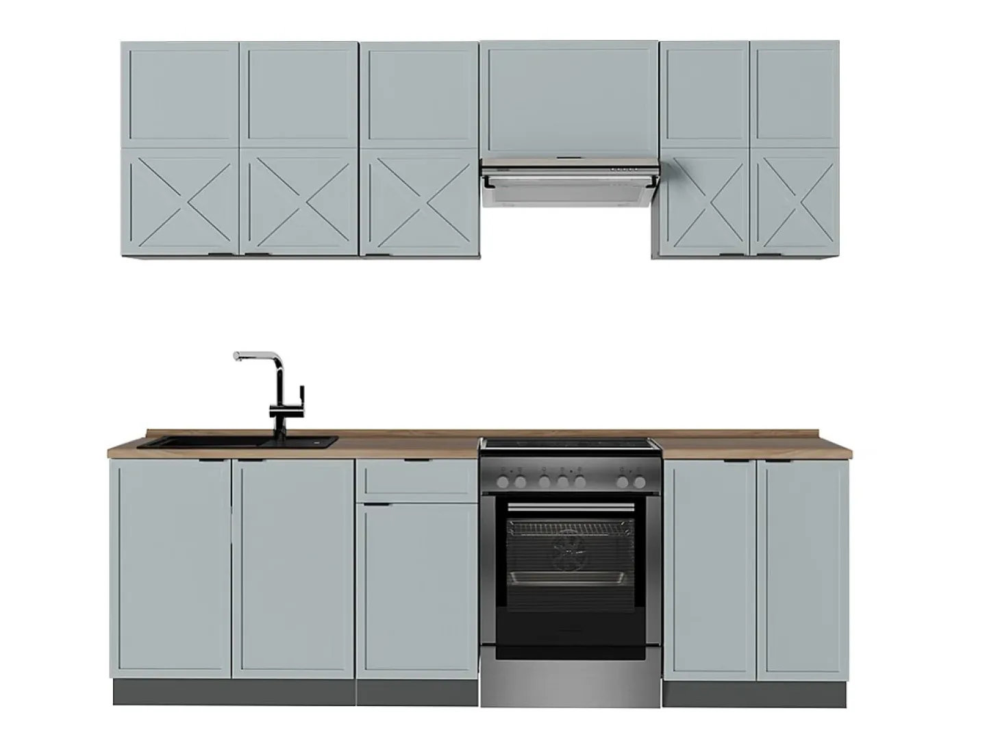Mueble de cocina azul claro/gris antracita 240x60x81.6 fame-line