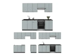 Mueble de cocina azul claro/gris antracita 240x60x81.6 fame-line