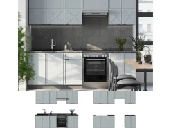 Mueble de cocina azul claro/gris antracita 240x60x81.6 fame-line