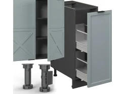 Mueble de cocina azul claro/gris antracita 280x60x81.6 fame-line