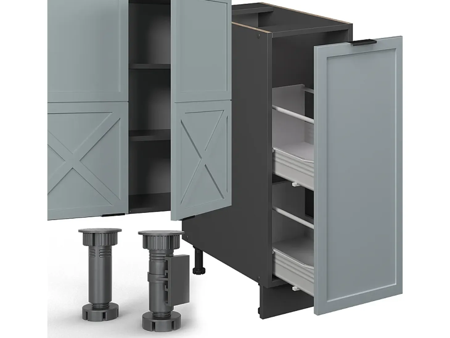 Mueble de cocina azul claro/gris antracita 280x60x81.6 fame-line