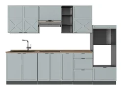 Mueble de cocina azul claro/gris antracita 280x60x81.6 fame-line