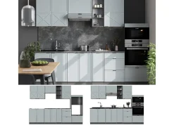 Mueble de cocina azul claro/gris antracita 280x60x81.6 fame-line