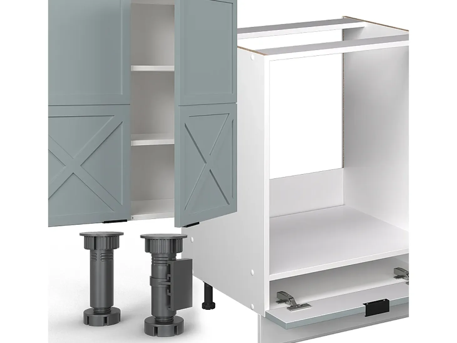 Mueble de cocina azul claro-gris-blanco 300x60x81.6 fame-line