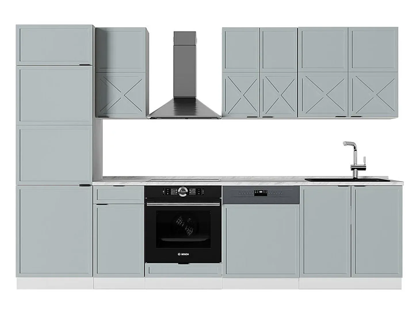Mueble de cocina azul claro-gris-blanco 300x60x81.6 fame-line