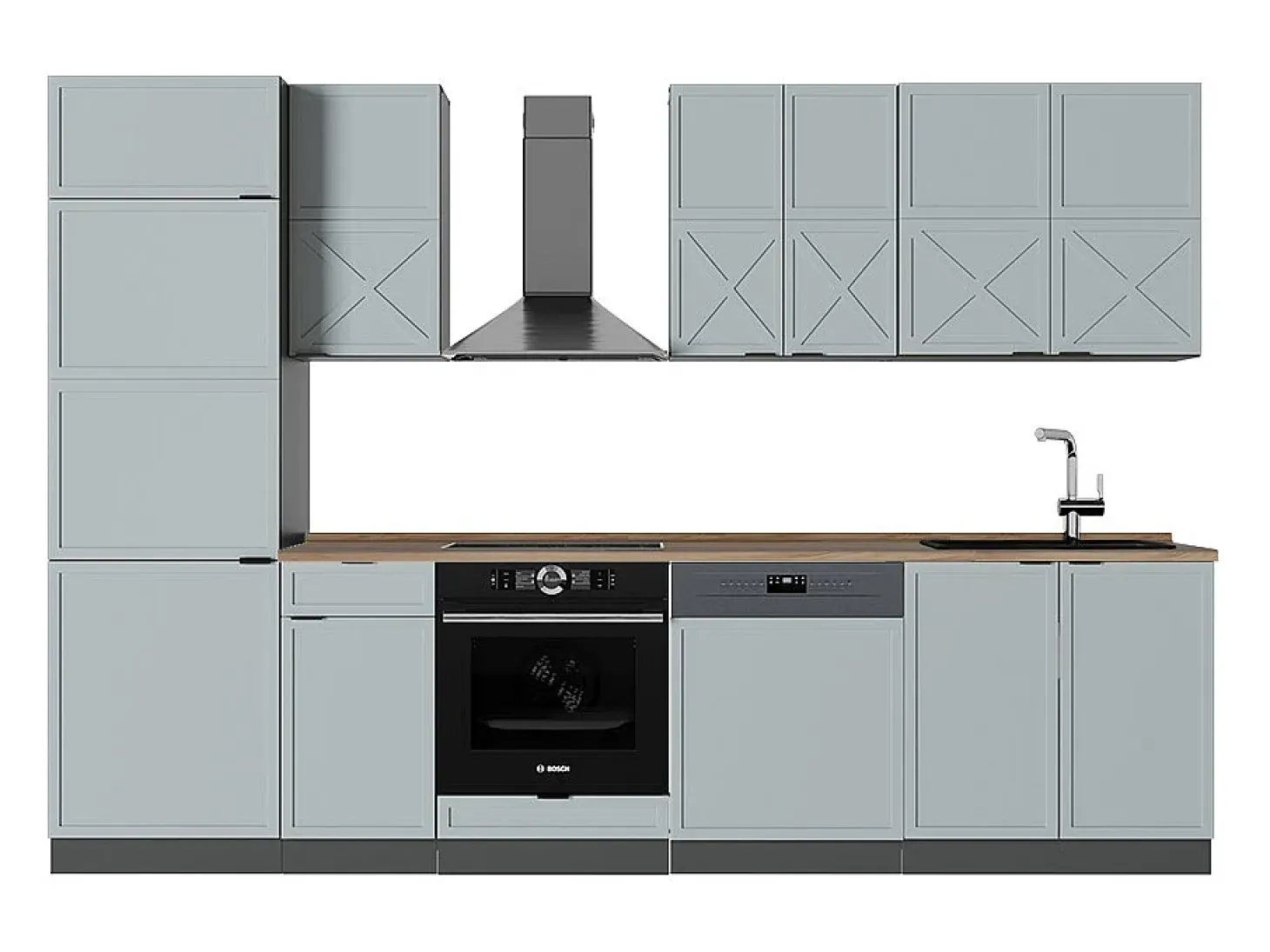 Mueble de cocina azul claro/gris antracita 300x60x81.6 fame-line