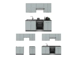 Mueble de cocina azul claro/gris antracita 200x60x81.6 fame-line