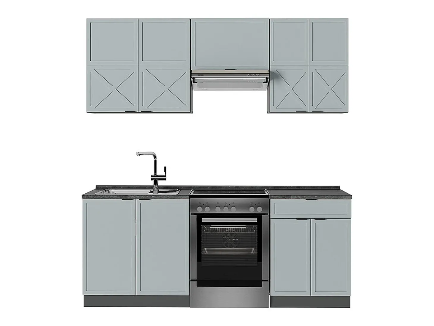 Mueble de cocina azul claro/gris antracita 200x60x81.6 fame-line