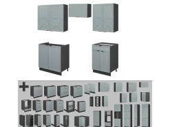 Mueble de cocina azul claro/gris antracita 200x60x81.6 fame-line