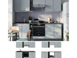 Mueble de cocina azul claro/gris antracita 235x60x81.6 fame-line