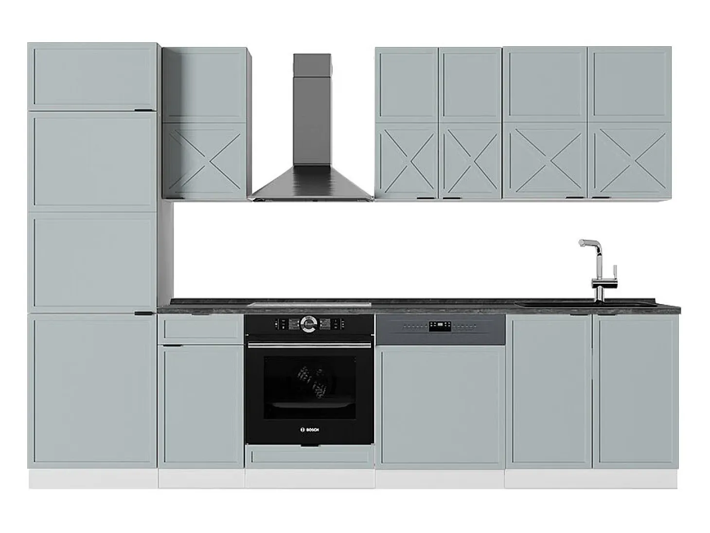 Mueble de cocina azul claro-gris-blanco 300x60x81.6 fame-line