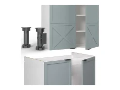Mueble de cocina azul claro-gris-blanco 235x60x81.6 fame-line