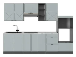 Mueble de cocina azul claro/gris antracita 280x60x81.6 fame-line
