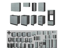 Mueble de cocina azul claro/gris antracita 280x60x81.6 fame-line