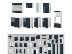 Mueble de cocina azul oscuro alto brillo/blanco 280x60x81.6 fame-line