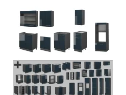 Mueble de cocina azul oscuro alto brillo/antracita 300x60x81.6 fame-line