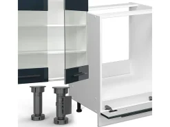 Mueble de cocina azul oscuro alto brillo/blanco 355x60x81.6 fame-line