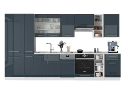 Mueble de cocina azul oscuro alto brillo 355x46x81.6 fame-line