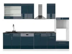 Mueble de cocina azul oscuro alto brillo/blanco 300x60x81.6 fame-line
