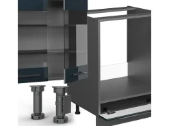 Mueble de cocina azul oscuro alto brillo/antracita 300x60x81.6 fame-line
