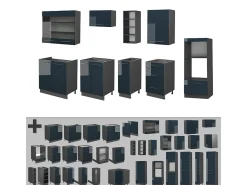 Mueble de cocina azul oscuro alto brillo/antracita 280x60x81.6 fame-line