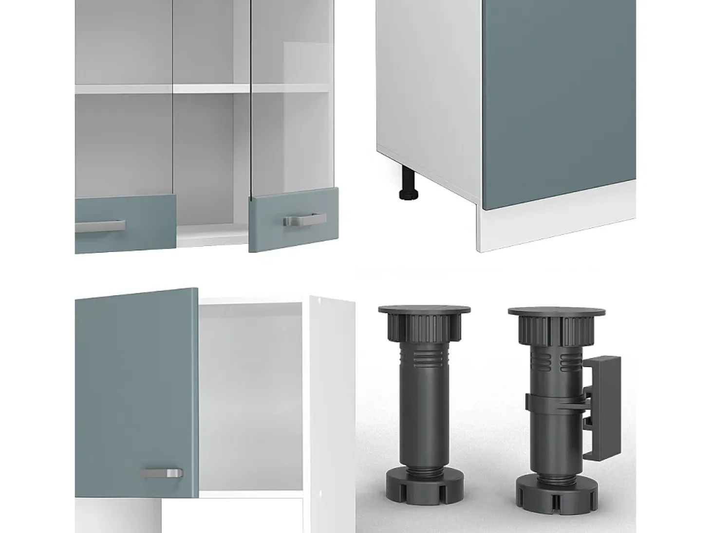Mueble de cocina azul-gris-blanco 300x60x81.6 r-line
