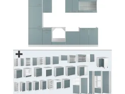 Mueble de cocina azul-gris-blanco 300x46x81.6 r-line