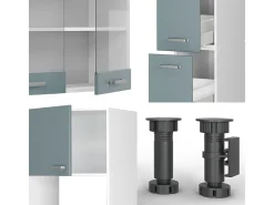 Mueble de cocina azul-gris-blanco 350x60x81.6 r-line