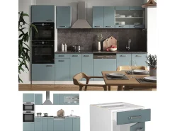 Mueble de cocina azul-gris-blanco 300x60x81.6 r-line