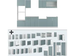 Mueble de cocina azul-gris-blanco 300x60x81.6 r-line