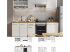 Mueble de cocina blanco alto brillo/blanco 240x60x81.6 fame-line