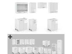 Mueble de cocina blanco alto brillo/blanco 240x60x81.6 fame-line