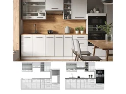 Mueble de cocina blanco alto brillo/blanco 280x46x81.6 fame-line