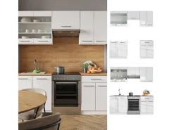 Mueble de cocina blanco alto brillo/blanco 200x60x81.6 fame-line