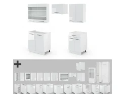 Mueble de cocina blanco alto brillo/blanco 200x60x81.6 fame-line