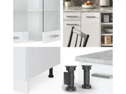 Mueble de cocina blanco alto brillo/blanco 240x46x81.6 r-line