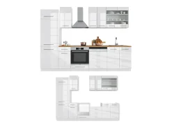 Mueble de cocina blanco alto brillo/blanco 300x60x81.6 fame-line