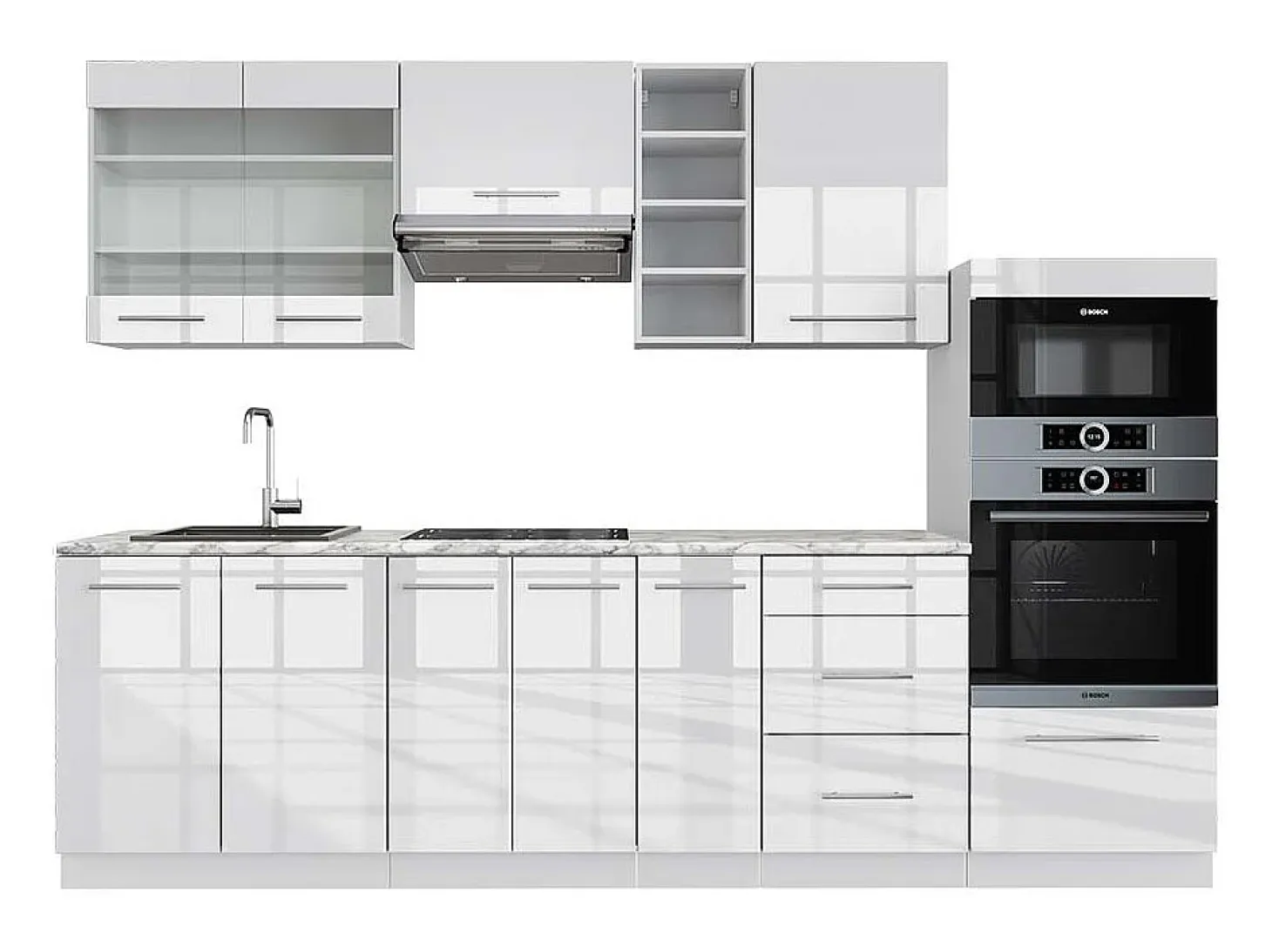 Mueble de cocina blanco alto brillo/blanco 280x60x81.6 fame-line