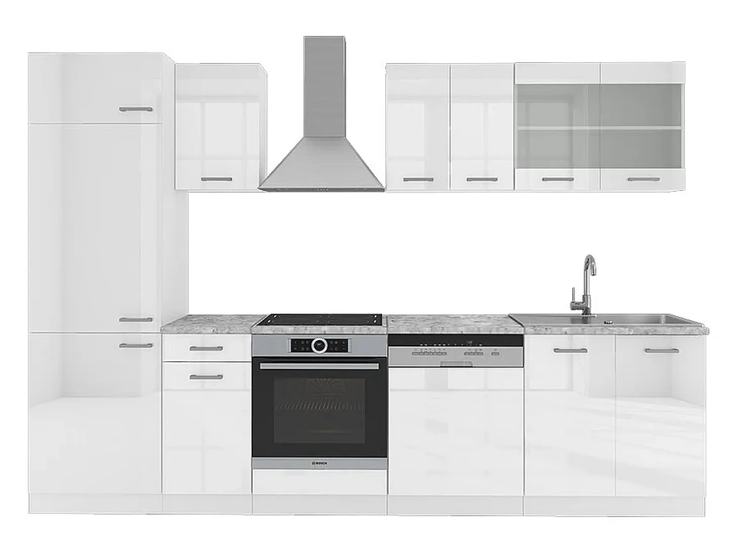 Mueble de cocina blanco alto brillo/blanco 300x46x81.6 r-line