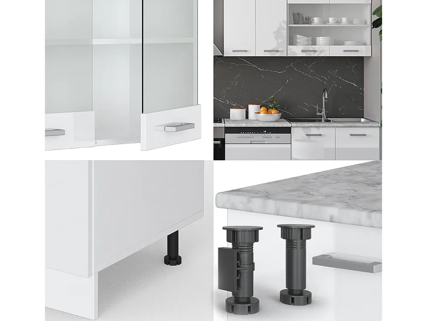 Mueble de cocina blanco alto brillo/blanco 300x46x81.6 r-line