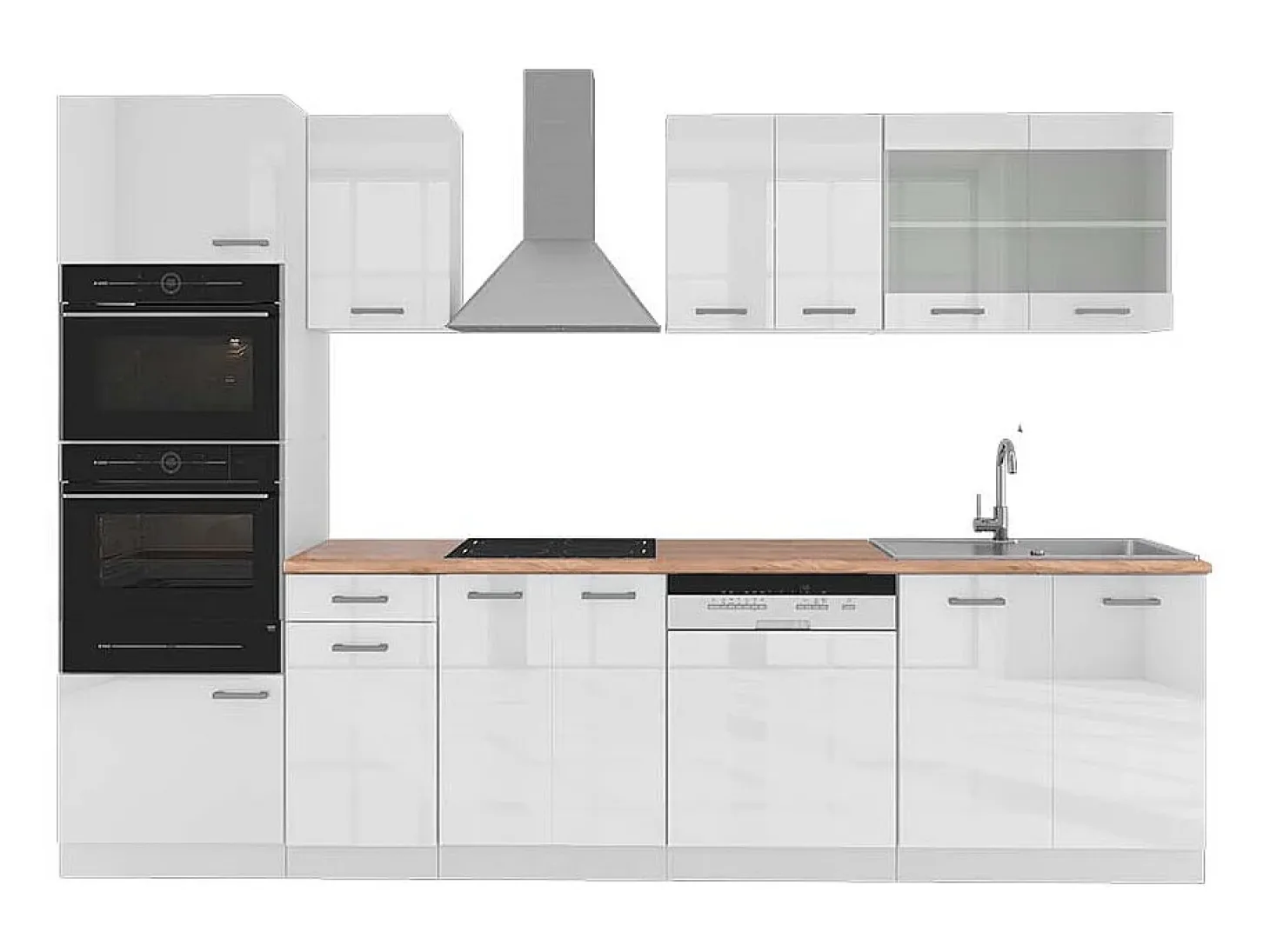 Mueble de cocina blanco alto brillo/blanco 300x60x81.6 r-line