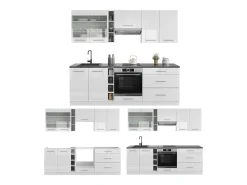 Mueble de cocina blanco alto brillo/blanco 235x46x81.6 fame-line