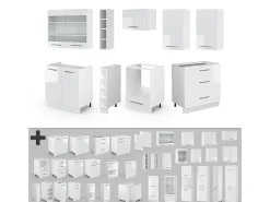 Mueble de cocina blanco alto brillo/blanco 235x46x81.6 fame-line