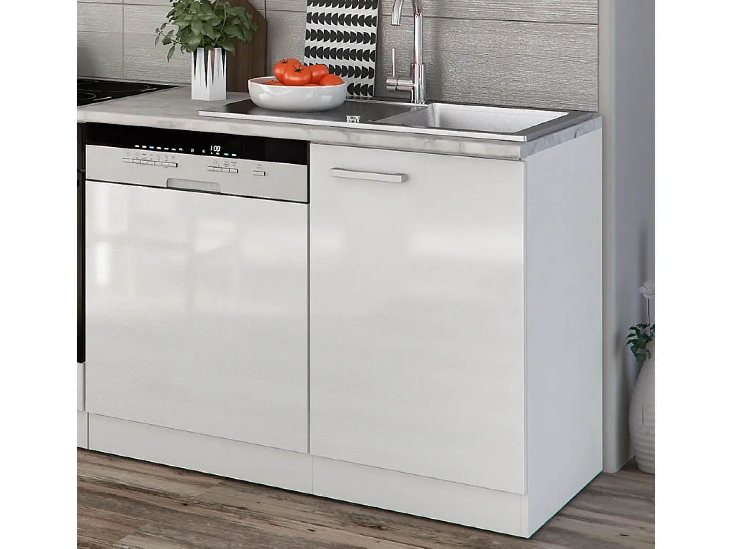 Mueble de cocina blanco alto brillo/blanco 270x57.1x81.6 optima